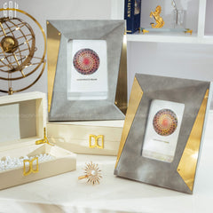 Maison Couture - Set Khung Ảnh Da Gray Christian Diamant Facetté Lux Python Frame-KHUNG ẢNH-CẬU HAI HOME DECOR