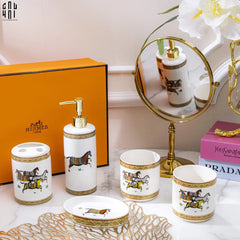 Maison Couture - Set Nhà Tắm 5 Món "Dây Cương Kỵ Sĩ H Class Tressé Harnais Équestre Bathroom Vanities-PHỤ KIỆN NHÀ TẮM-CẬU HAI HOME DECOR
