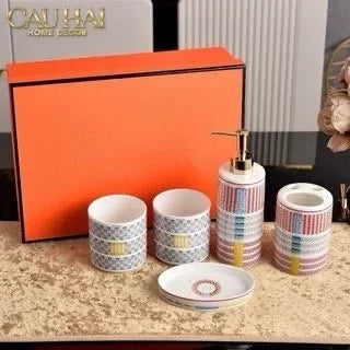 Maison Couture - Set Nhà Tắm 5 Món "Dây Cương Kỵ Sĩ H Class Tressé Harnais Équestre Bathroom Vanities-PHỤ KIỆN NHÀ TẮM-CẬU HAI HOME DECOR