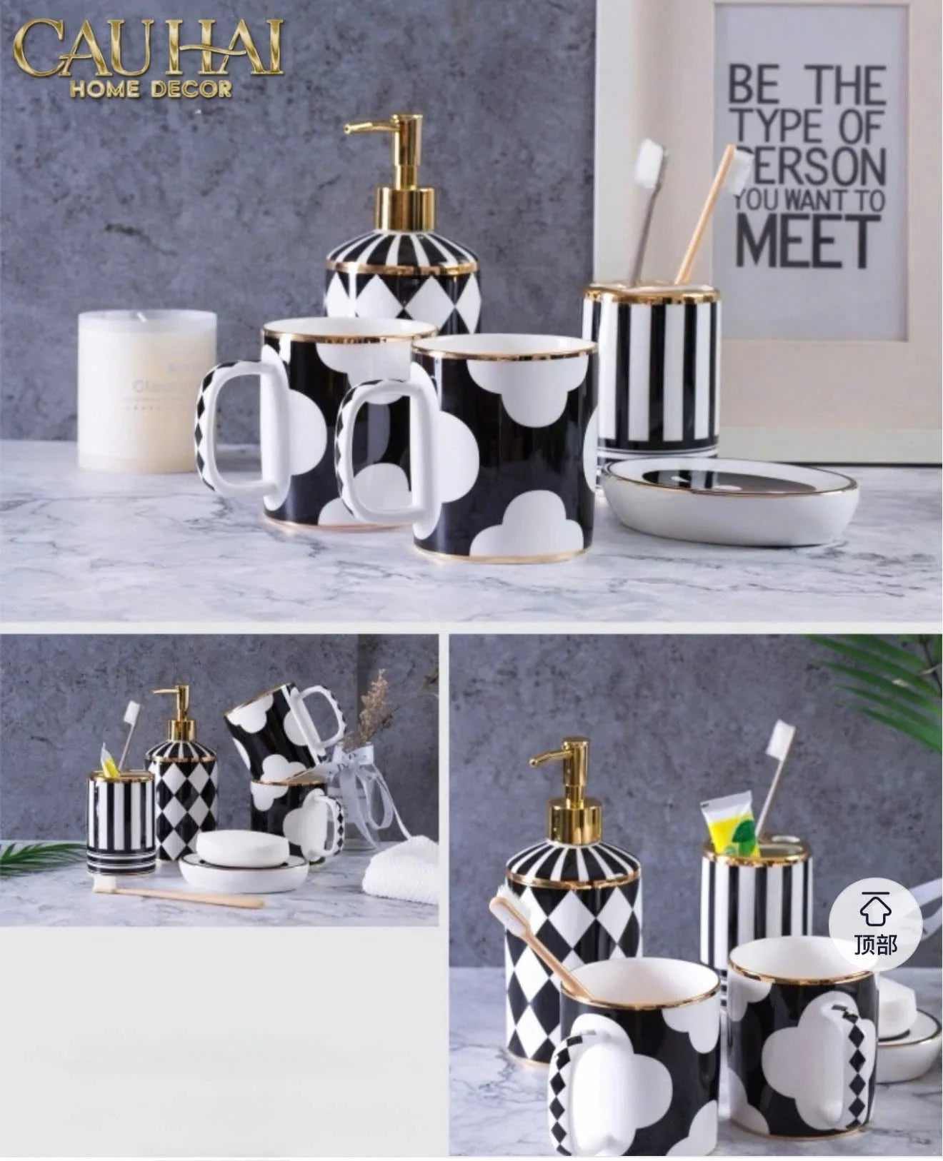 Maison Couture - Set Nhà Tắm Château Clover Signature - L’Atelier Rayé Bathroom Vanity 5pcs-Set nhà tắm bathroom vanities-CẬU HAI HOME DECOR