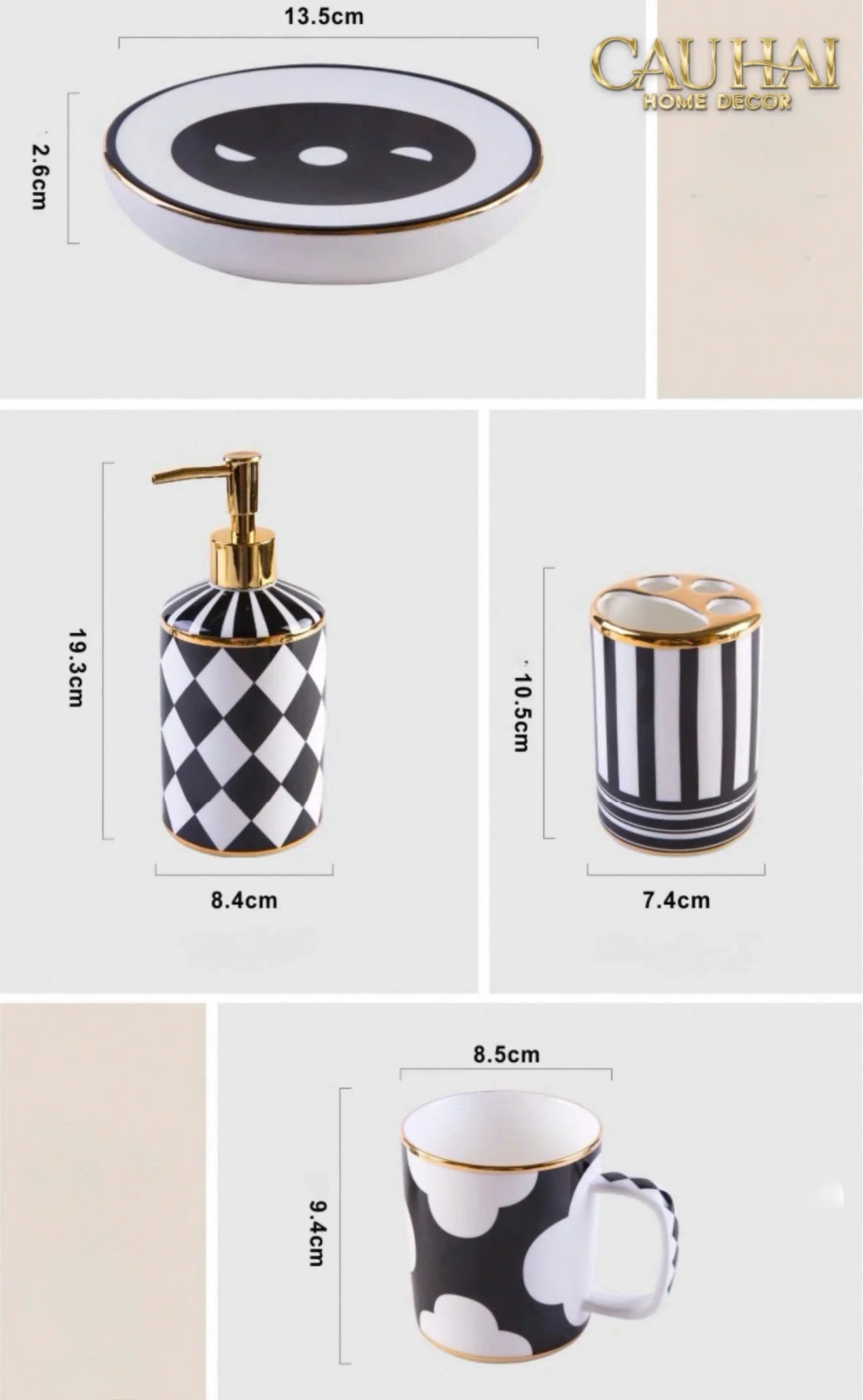 Maison Couture - Set Nhà Tắm Château Clover Signature - L’Atelier Rayé Bathroom Vanity 5pcs-Set nhà tắm bathroom vanities-CẬU HAI HOME DECOR