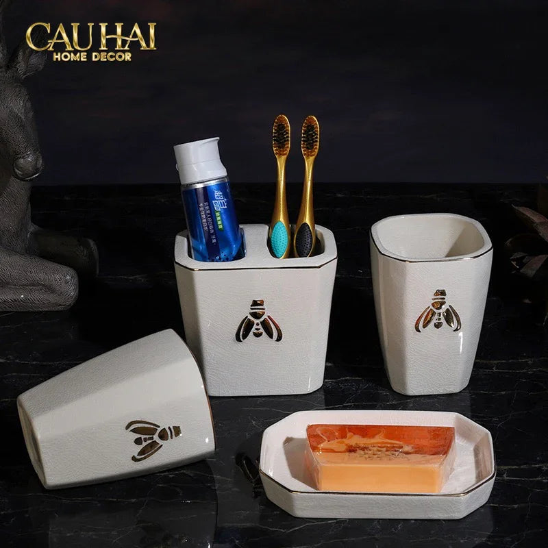 Maison Couture - Set Nhà Tắm G Class Élégance Miel Doré – Golden Queen Bee 5Pcs-Set nhà tắm bathroom vanities-CẬU HAI HOME DECOR