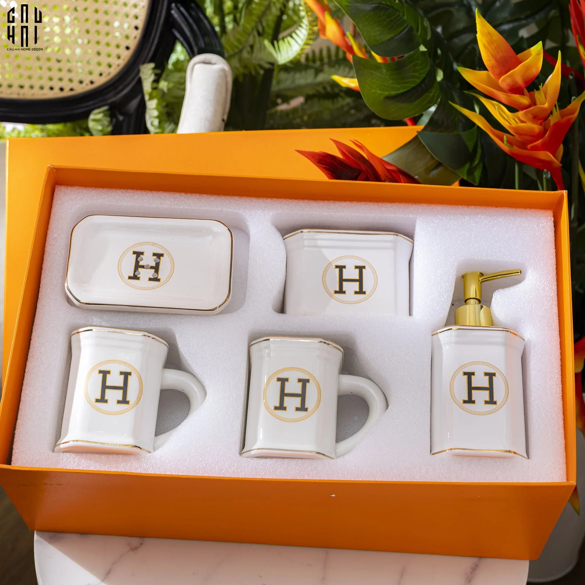 Maison Couture - Set Nhà Tắm Henderson - Pearl White Porcelain Bathroom Vanity 4Pcs-Set nhà tắm bathroom vanities-CẬU HAI HOME DECOR