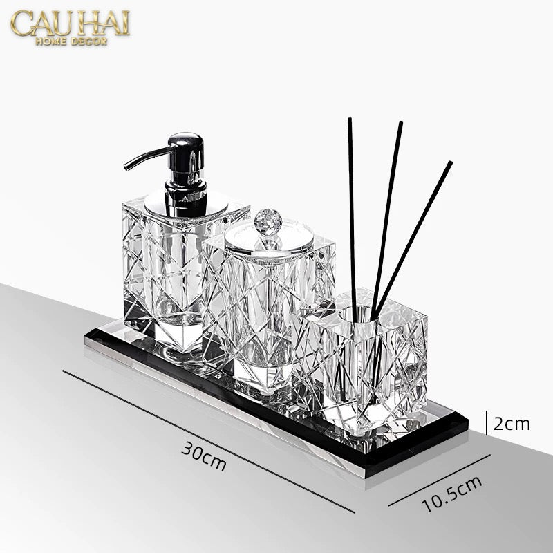 Maison Couture - Set Nhà Tắm Pha Lê Lumière Cristalleries Bathroom Vanity Set - Cannage Facetté Set 4pcs-CẬU HAI HOME DECOR