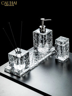 Maison Couture - Set Nhà Tắm Pha Lê Lumière Cristalleries Bathroom Vanity Set - Cannage Facetté Set 4pcs-CẬU HAI HOME DECOR