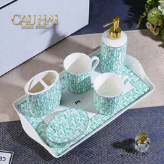Maison Couture - Set nhà tắm PRD 6 Món PRD Class - Vienna Green Bathroom Vanities Porcelain Trays 6pcs-PHỤ KIỆN NHÀ TẮM-CẬU HAI HOME DECOR