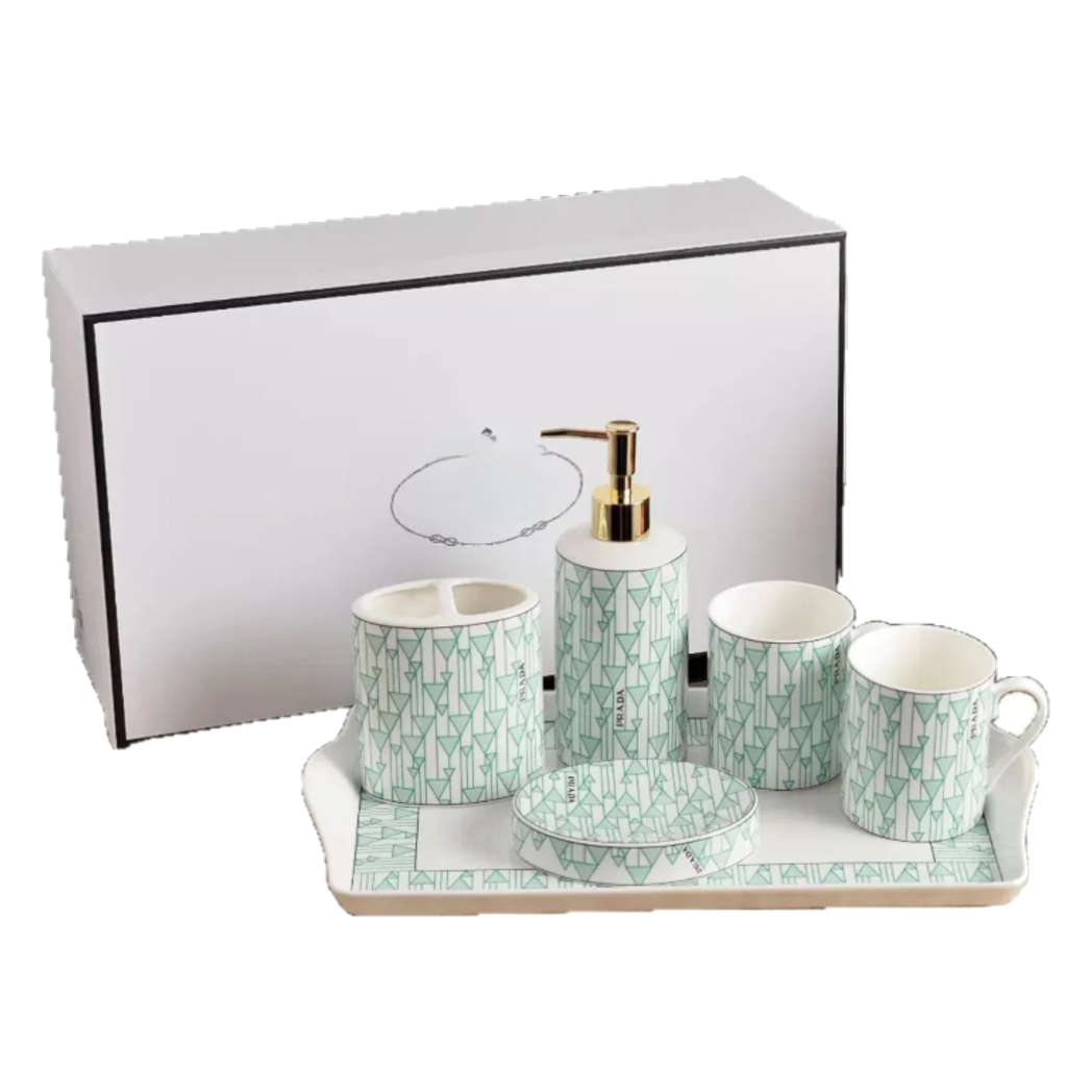 Maison Couture - Set nhà tắm PRD 6 Món Vienna Green Bathroom Vanities Porcelain Trays 6pcs - CẬU HAI HOME DECOR