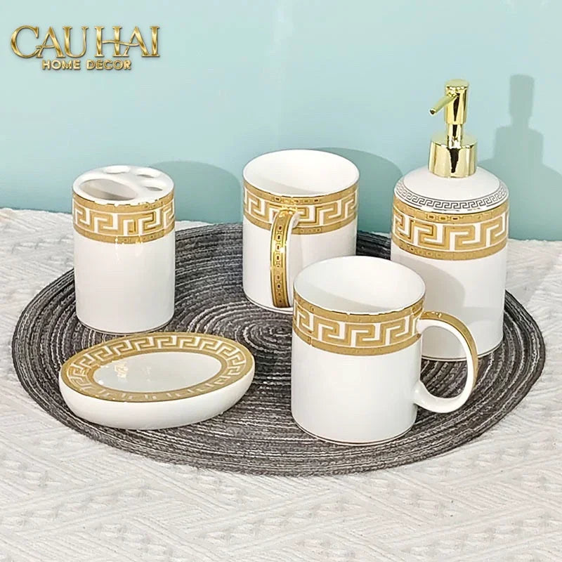 Maison Couture - Set Nhà Tắm V Class Medusa Golden Greek Key Bathroom Vanity 5Pcs-Set nhà tắm bathroom vanities-CẬU HAI HOME DECOR