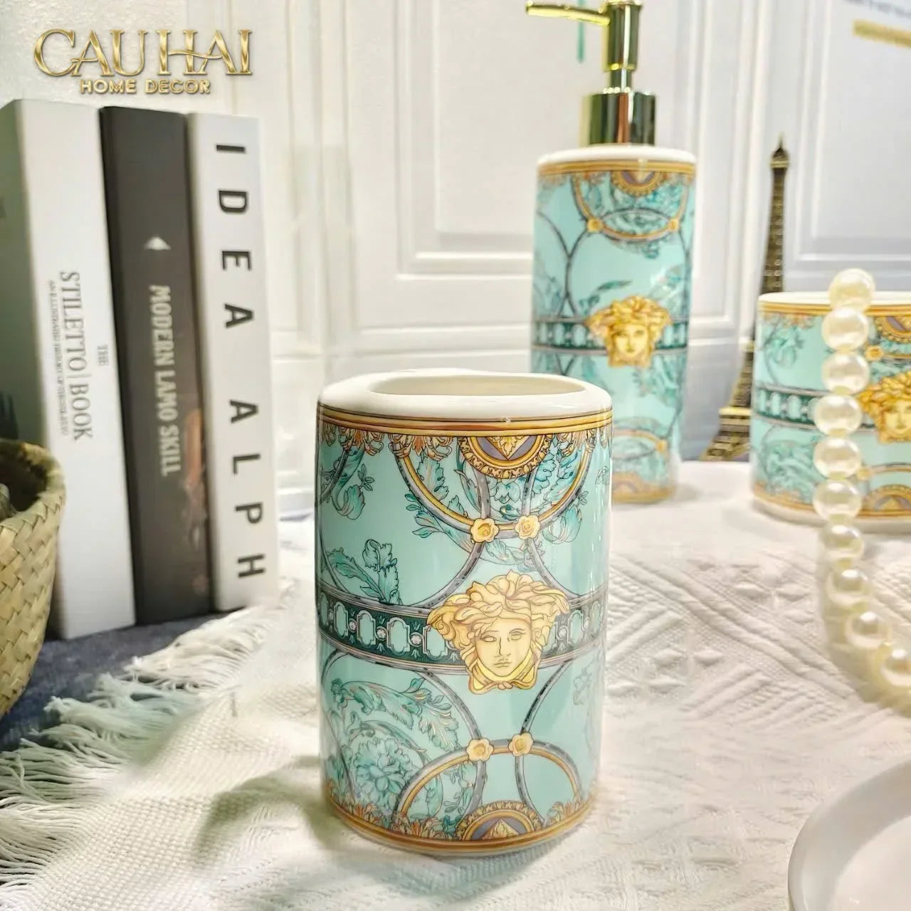 Maison Couture - Set Nhà Tắm V Class Medusa Golden Greek Key Bathroom Vanity 5Pcs-Set nhà tắm bathroom vanities-CẬU HAI HOME DECOR