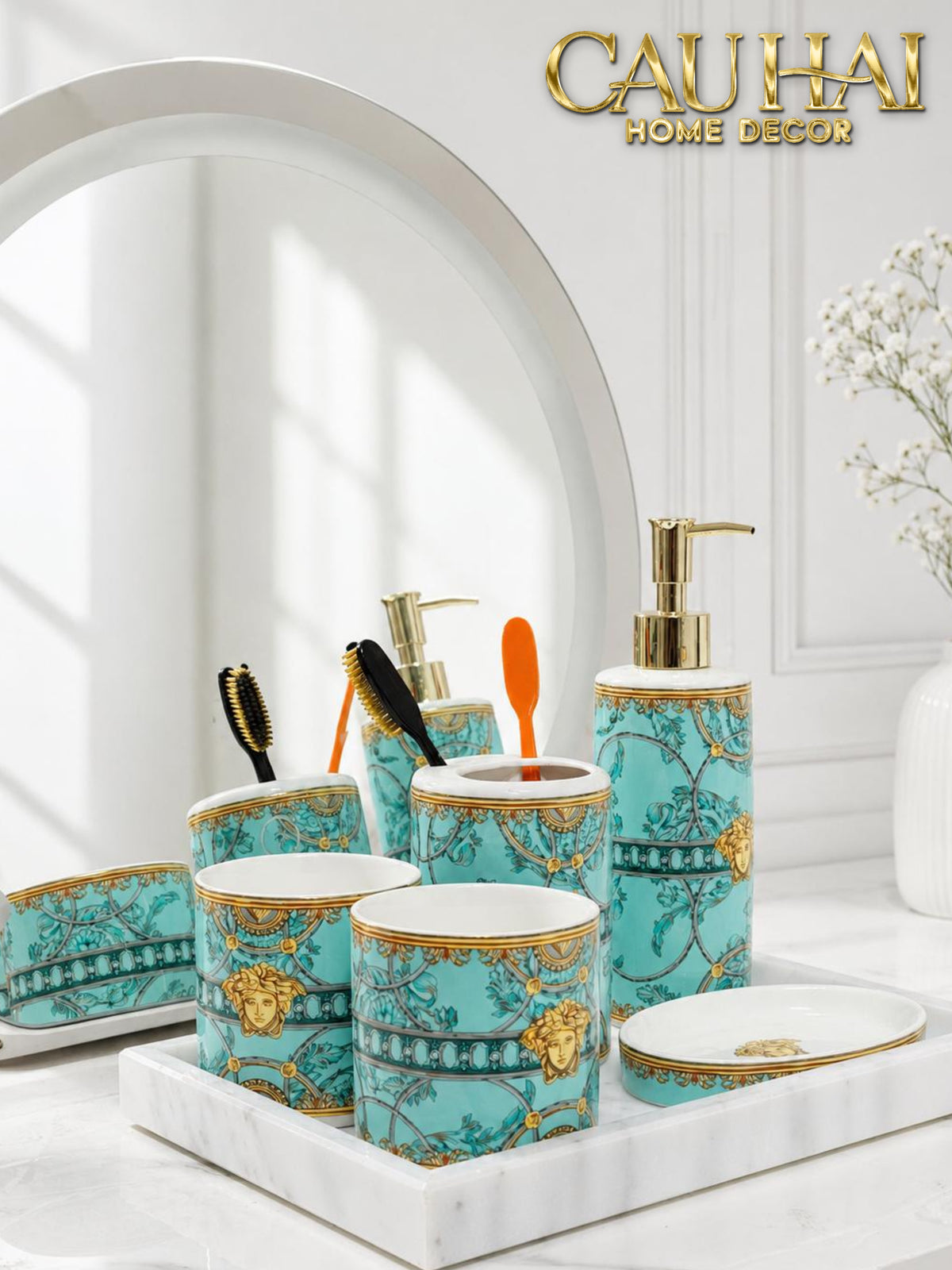 Maison Couture - Set Nhà Tắm V Class Medusa Golden Greek Key Bathroom Vanity 5Pcs-Set nhà tắm bathroom vanities-Đối tác tại Trung Quốc theo từng đơn đặt hàng-CẬU HAI HOME DECOR