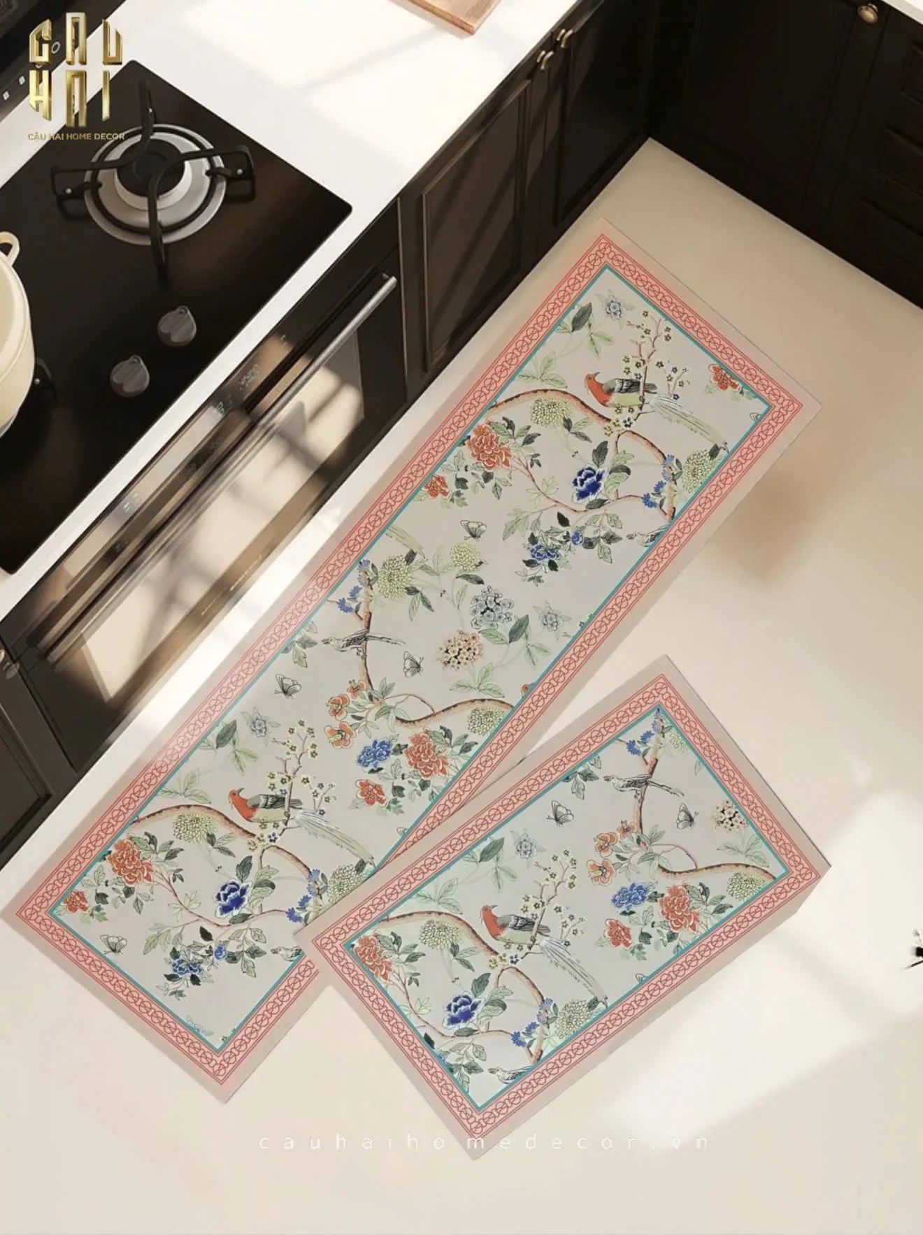 Maison Couture - Set Thảm Bếp Da Cao Cấp 45X75/150 La Muse Pink Plush Jardin-THẢM BẾP-CẬU HAI HOME DECOR