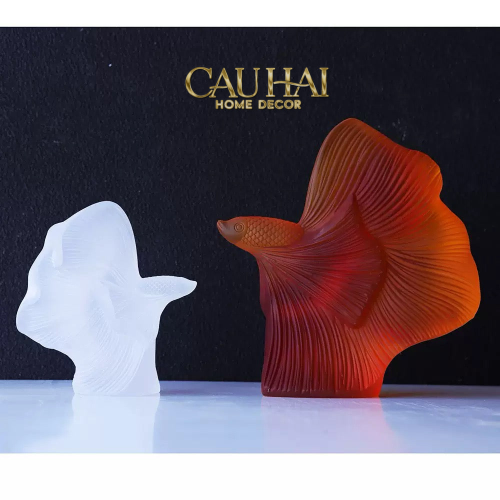 Maison Couture - Set Tượng Cá Nghệ Thuật Betta Resin Lumière Wave Amber Blanc-CẬU HAI HOME DECOR-CẬU HAI HOME DECOR