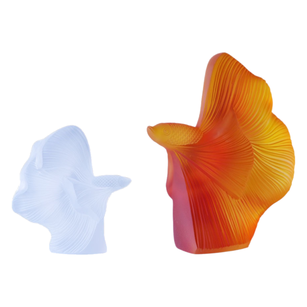 Maison Couture - Set Tượng Cá Nghệ Thuật Betta Resin Lumière Wave Amber Blanc - Cậu Hai Home Decor