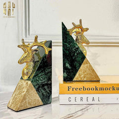 Maison Couture - Set Tượng Chặn Sách Đá Marble Brasson Divine Antler Bookend 20x10x15-SÁCH TRANG TRÍ-CẬU HAI HOME DECOR