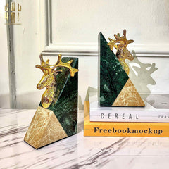 Maison Couture - Set Tượng Chặn Sách Đá Marble Brasson Divine Antler Bookend 20x10x15-SÁCH TRANG TRÍ-CẬU HAI HOME DECOR