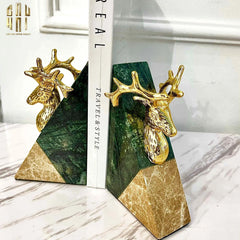 Maison Couture - Set Tượng Chặn Sách Đá Marble Brasson Divine Antler Bookend 20x10x15-SÁCH TRANG TRÍ-CẬU HAI HOME DECOR