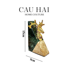 Maison Couture - Set Tượng Chặn Sách Đá Marble Brasson Divine Antler Bookend 20x10x15-SÁCH TRANG TRÍ-CẬU HAI HOME DECOR