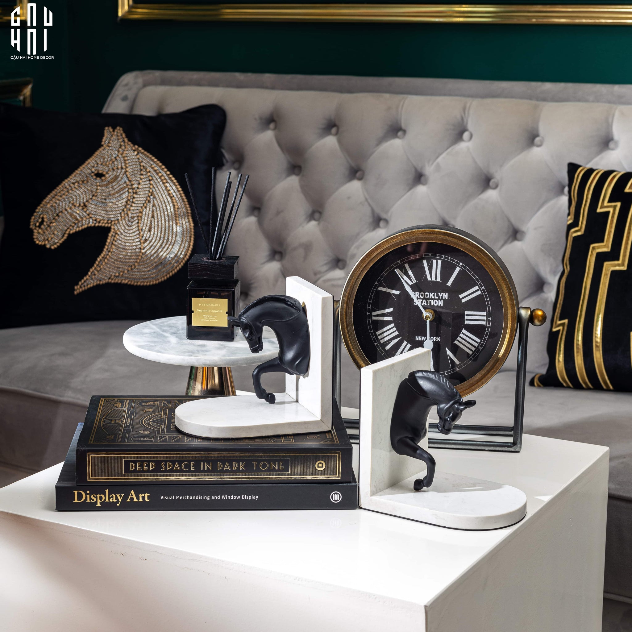 Maison Couture - Set Tượng Chặn Sách Troy Marble Stone Bookend 14x15-SÁCH TRANG TRÍ-CẬU HAI HOME DECOR