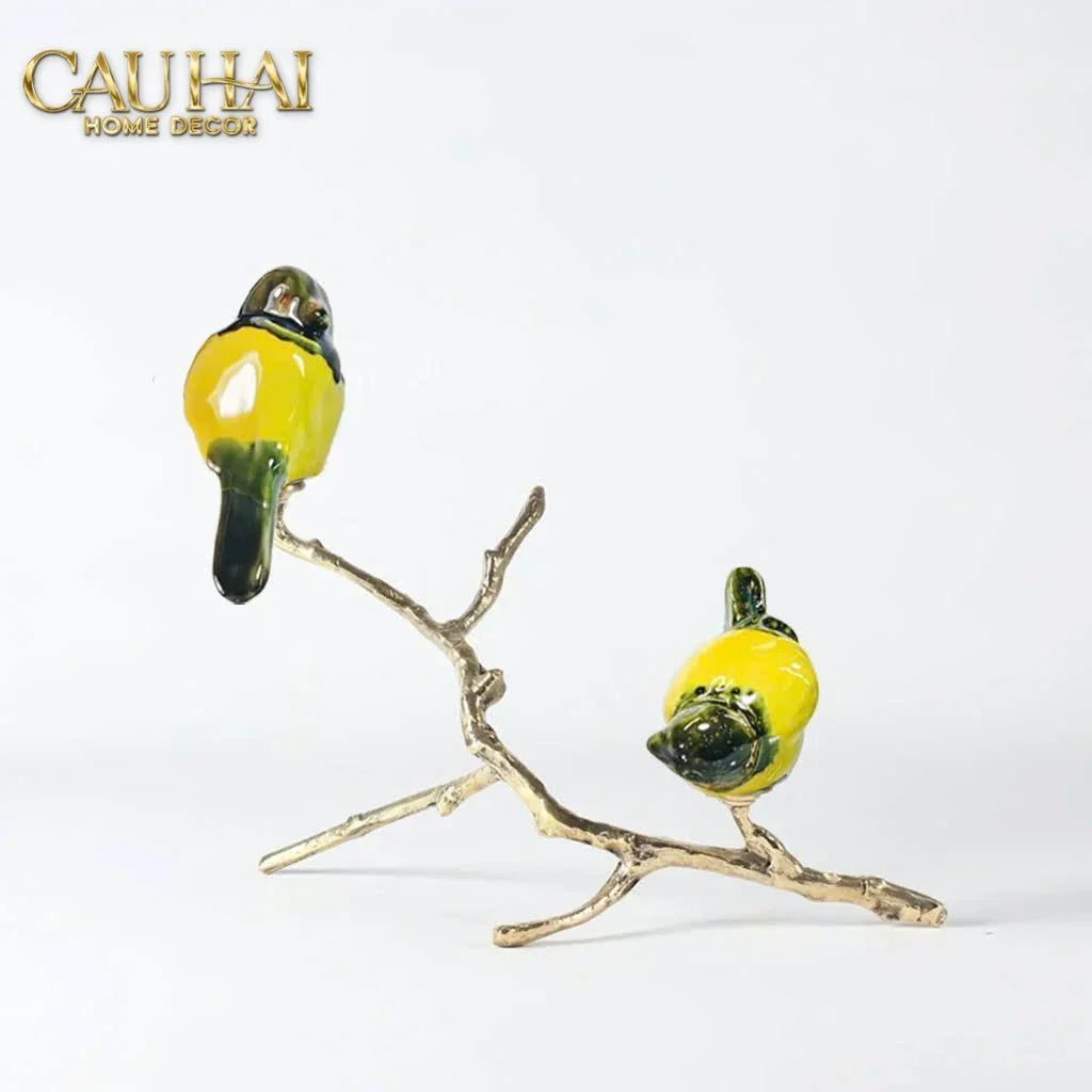 Maison Couture - Set Tượng Đôi Chim Sứ Tráng Men Impérial Oriole Duo – Gilded Bird Of Dynasty Sculptural-TƯỢNG TRANG TRÍ-CẬU HAI HOME DECOR