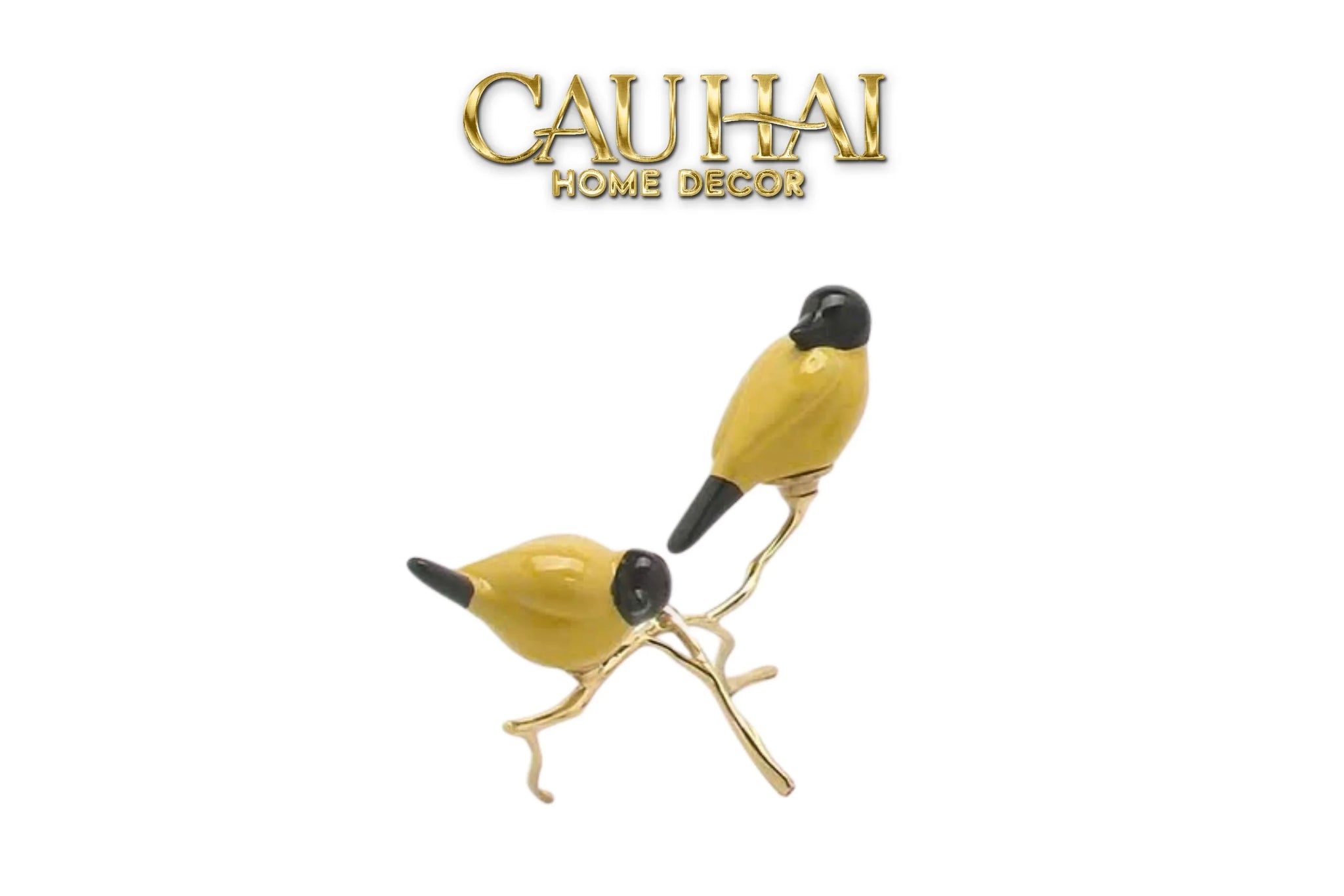 Maison Couture - Set Tượng Đôi Chim Sứ Tráng Men Impérial Oriole Duo – Gilded Bird Of Dynasty Sculptural-TƯỢNG TRANG TRÍ-CẬU HAI HOME DECOR