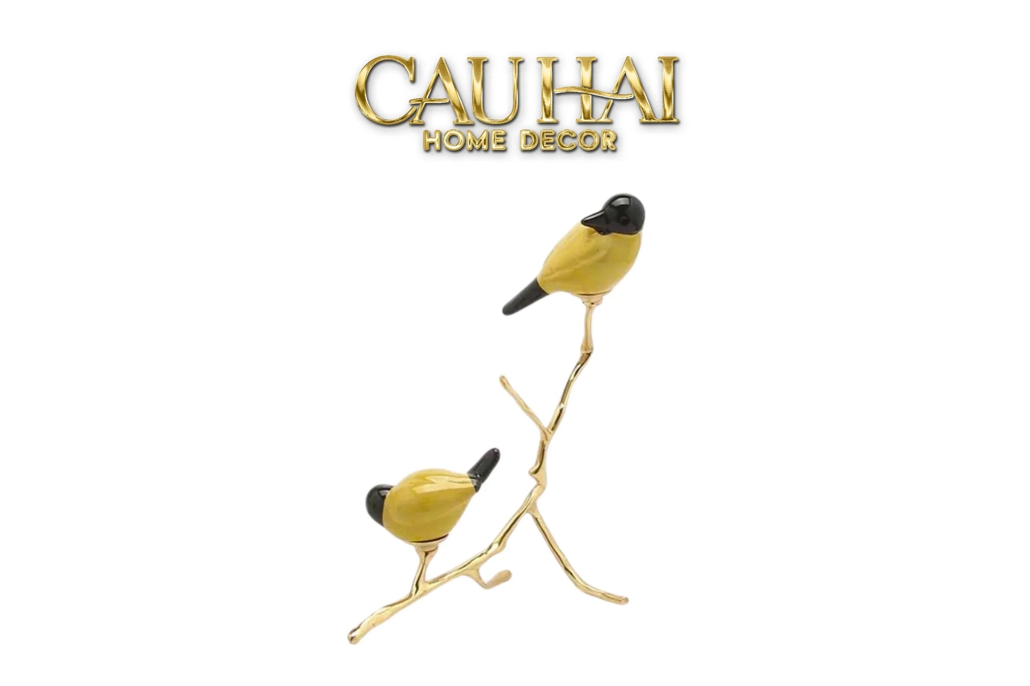 Maison Couture - Set Tượng Đôi Chim Sứ Tráng Men Impérial Oriole Duo – Gilded Bird Of Dynasty Sculptural-TƯỢNG TRANG TRÍ-CẬU HAI HOME DECOR