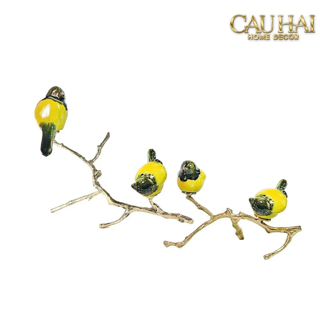 Maison Couture - Set Tượng Đôi Chim Sứ Tráng Men Impérial Oriole Duo – Gilded Bird Of Dynasty Sculptural-TƯỢNG TRANG TRÍ-CẬU HAI HOME DECOR