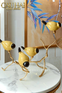 Maison Couture - Set Tượng Đôi Chim Sứ Tráng Men Impérial Oriole Duo – Gilded Bird Of Dynasty Sculptural-TƯỢNG TRANG TRÍ-CẬU HAI HOME DECOR