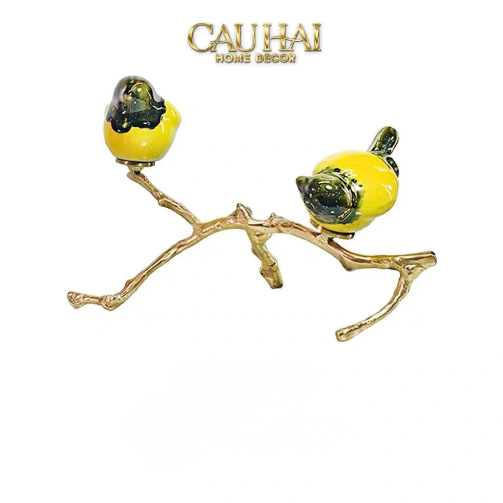 Maison Couture - Set Tượng Đôi Chim Sứ Tráng Men Impérial Oriole Duo – Gilded Bird Of Dynasty Sculptural-TƯỢNG TRANG TRÍ-CẬU HAI HOME DECOR