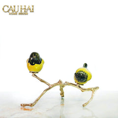 Maison Couture - Set Tượng Đôi Chim Sứ Tráng Men Impérial Oriole Duo – Gilded Bird Of Dynasty Sculptural-TƯỢNG TRANG TRÍ-CẬU HAI HOME DECOR