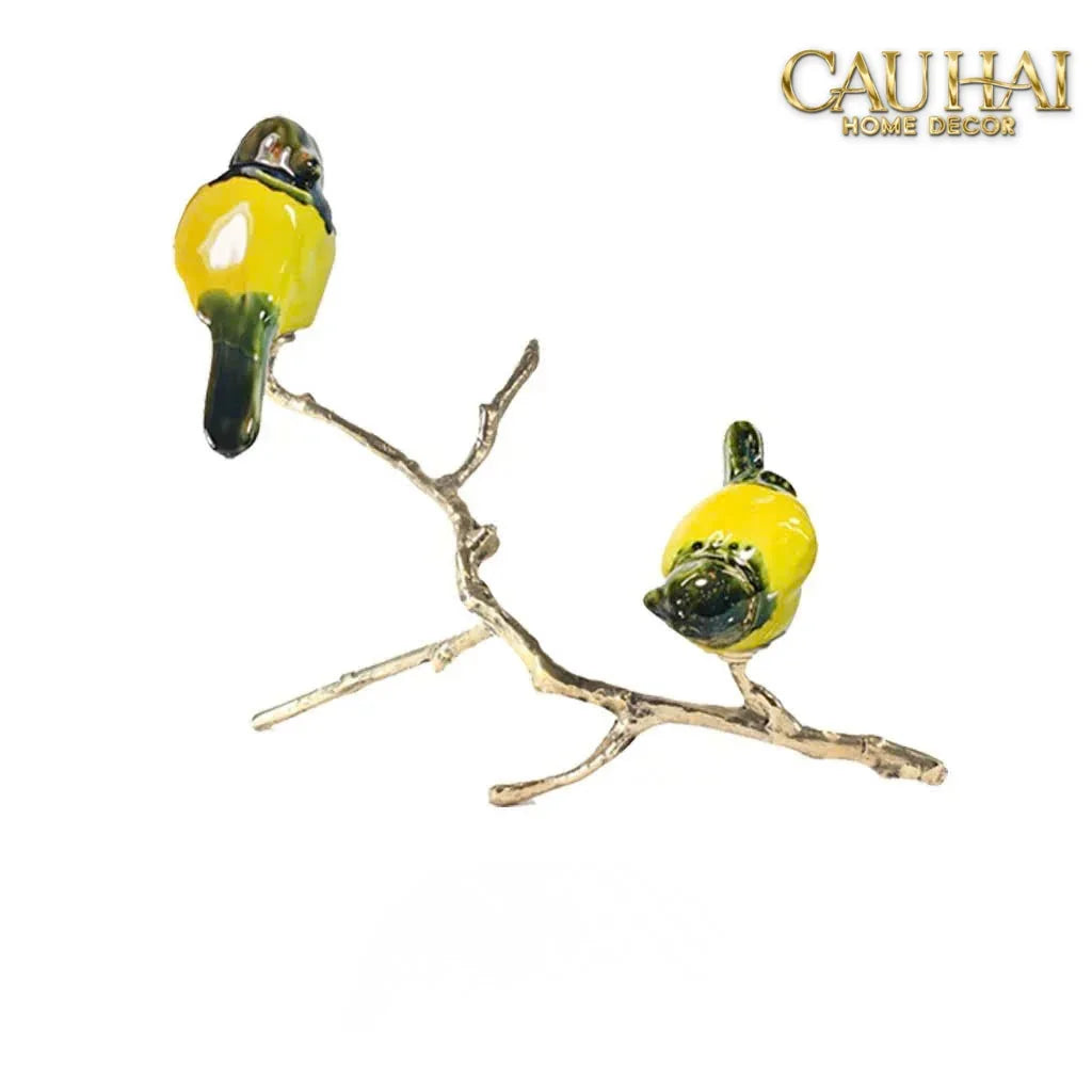 Maison Couture - Set Tượng Đôi Chim Sứ Tráng Men Impérial Oriole Duo – Gilded Bird Of Dynasty Sculptural-TƯỢNG TRANG TRÍ-CẬU HAI HOME DECOR