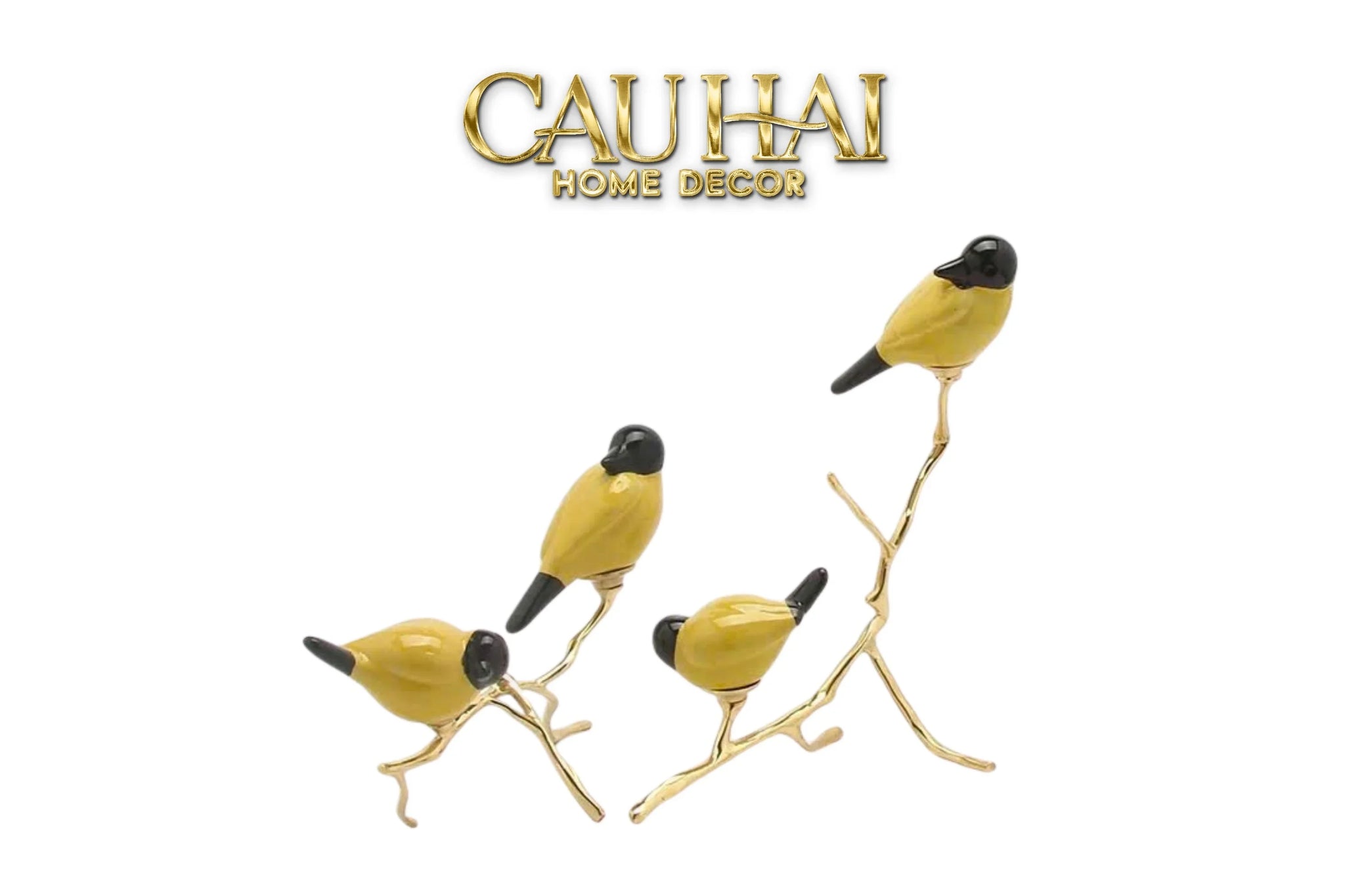 Maison Couture - Set Tượng Đôi Chim Sứ Tráng Men Impérial Oriole Duo – Gilded Bird Of Dynasty Sculptural-TƯỢNG TRANG TRÍ-CẬU HAI HOME DECOR