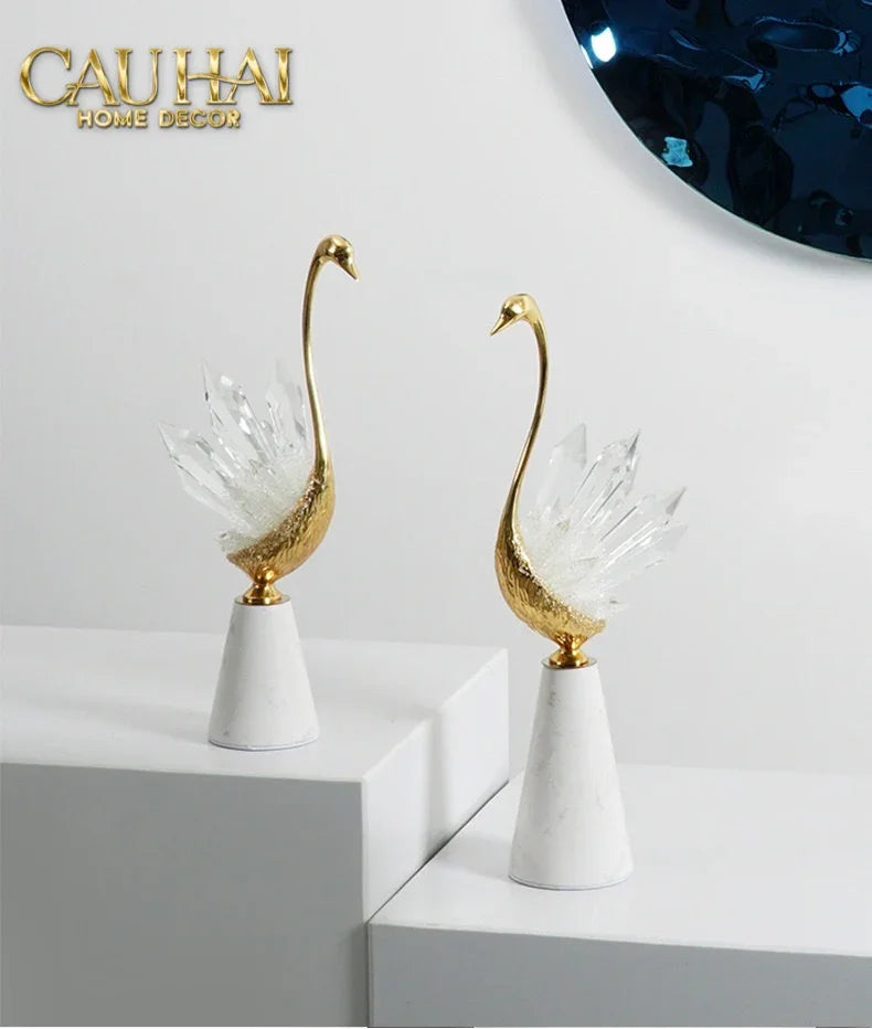 Maison Couture - Set Tượng Đôi Thiên Nga Cygne au Port Altier Royales Cristalleries 37/42-TƯỢNG TRANG TRÍ-CẬU HAI HOME DECOR