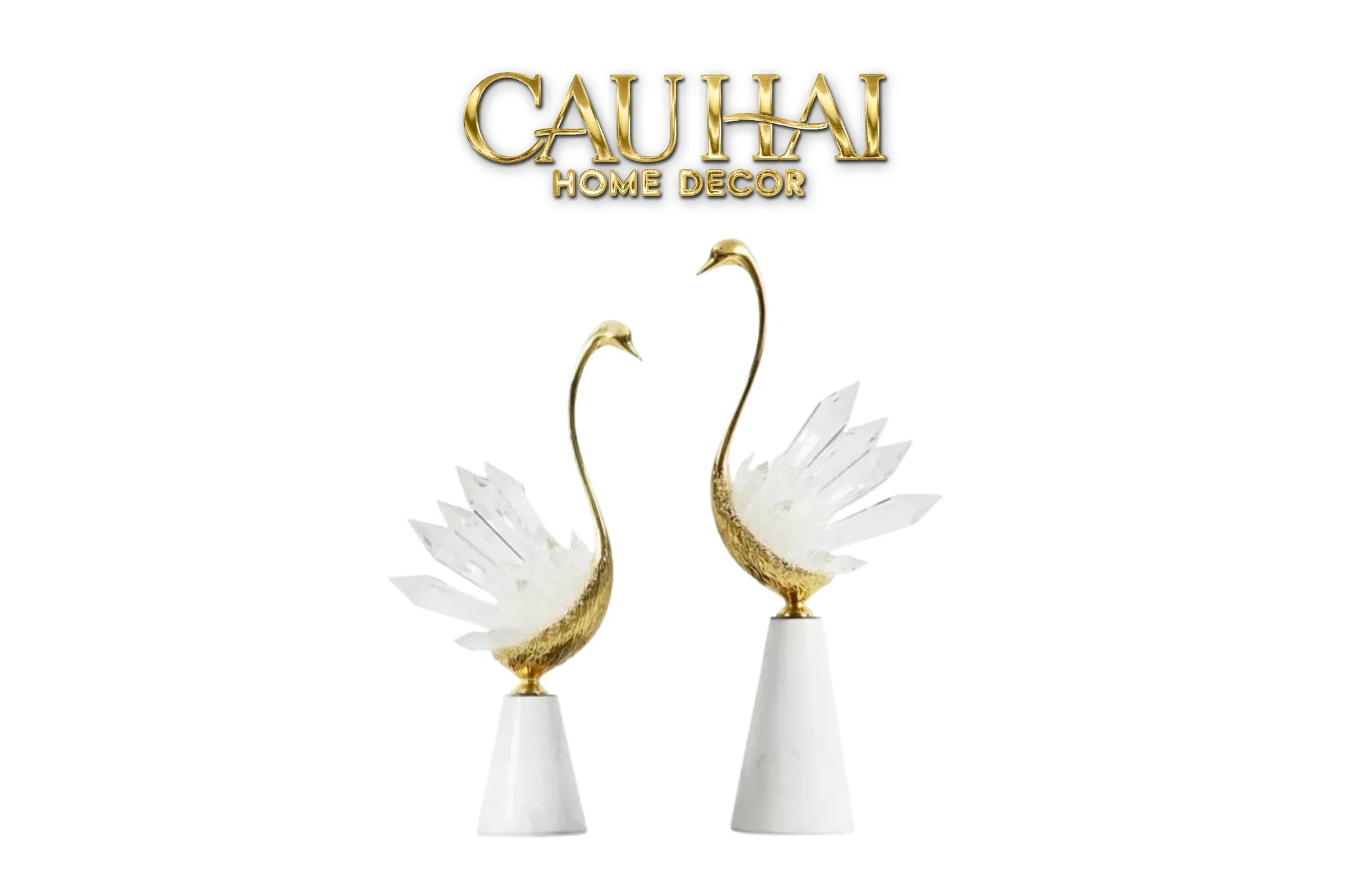 Maison Couture - Set Tượng Đôi Thiên Nga Cygne au Port Altier Royales Cristalleries 37/42-TƯỢNG TRANG TRÍ-CẬU HAI HOME DECOR