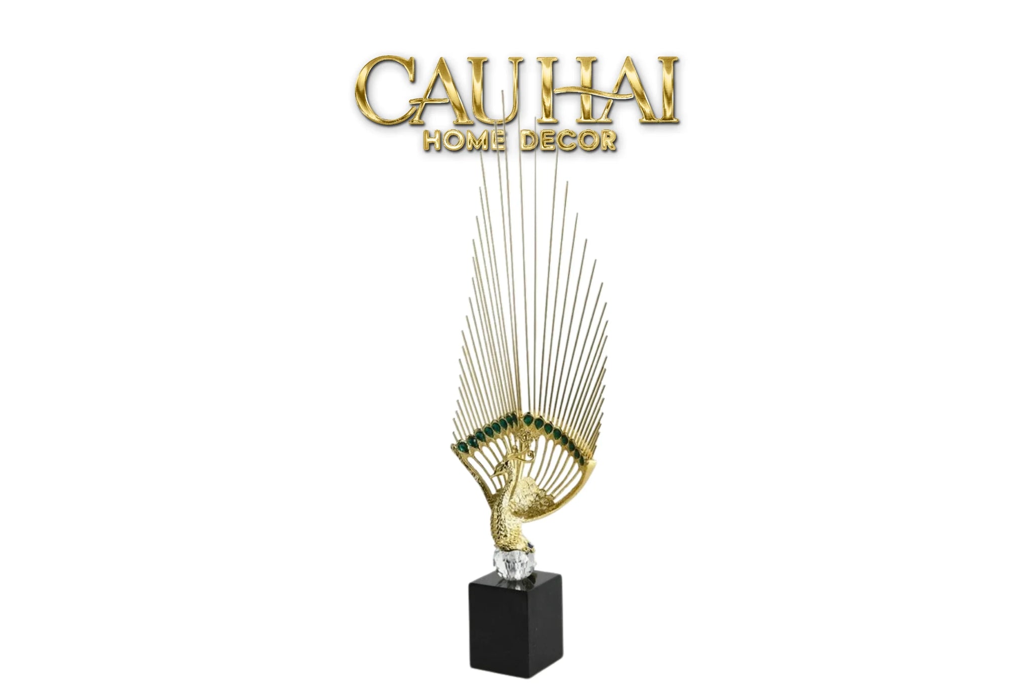 Maison Couture - Set Tượng Khổng Tước Éventail de l’Empereur Plumage de Paon H66-TƯỢNG TRANG TRÍ-CẬU HAI HOME DECOR