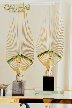 Maison Couture - Set Tượng Khổng Tước Éventail de l’Empereur Plumage de Paon H66-TƯỢNG TRANG TRÍ-CẬU HAI HOME DECOR