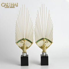 Maison Couture - Set Tượng Khổng Tước Éventail de l’Empereur Plumage de Paon H66-TƯỢNG TRANG TRÍ-CẬU HAI HOME DECOR