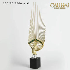 Maison Couture - Set Tượng Khổng Tước Éventail de l’Empereur Plumage de Paon H66-TƯỢNG TRANG TRÍ-CẬU HAI HOME DECOR