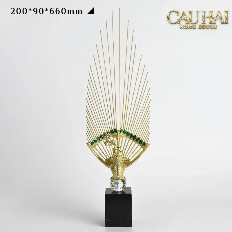 Maison Couture - Set Tượng Khổng Tước Éventail de l’Empereur Plumage de Paon H66-TƯỢNG TRANG TRÍ-CẬU HAI HOME DECOR
