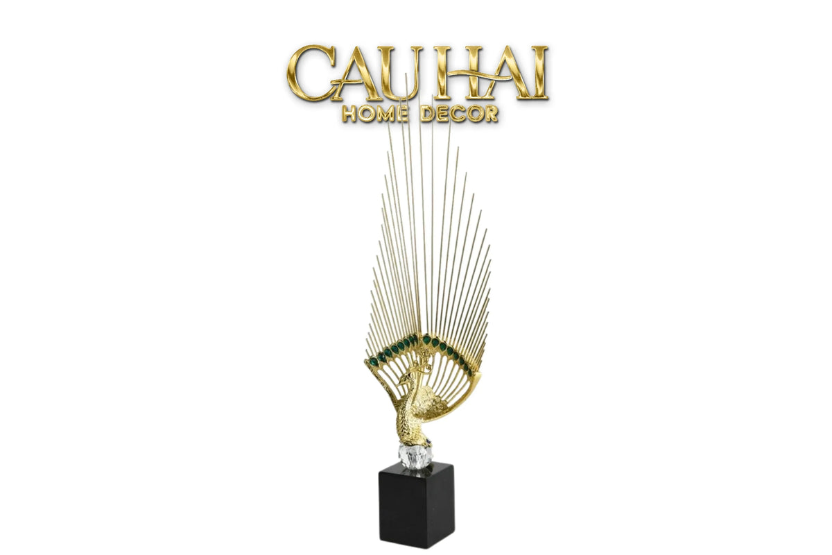 Maison Couture - Set Tượng Khổng Tước Éventail de l’Empereur Plumage de Paon H66-TƯỢNG TRANG TRÍ-Đối tác tại Trung Quốc theo từng đơn đặt hàng-CẬU HAI HOME DECOR