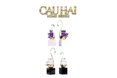 Maison Couture - Set Tượng Thiên Nga Pha Lê Tím Đế Đá Marble Swan D’Amour - Lilac Cristalleries-TƯỢNG TRANG TRÍ-CẬU HAI HOME DECOR