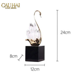 Maison Couture - Set Tượng Thiên Nga Pha Lê Tím Đế Đá Marble Swan D’Amour - Lilac Cristalleries-TƯỢNG TRANG TRÍ-CẬU HAI HOME DECOR