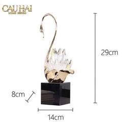 Maison Couture - Set Tượng Thiên Nga Pha Lê Tím Đế Đá Marble Swan D’Amour - Lilac Cristalleries-TƯỢNG TRANG TRÍ-CẬU HAI HOME DECOR