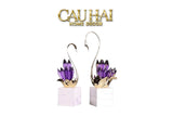 Maison Couture - Set Tượng Thiên Nga Pha Lê Tím Đế Đá Marble Swan D’Amour - Lilac Cristalleries-TƯỢNG TRANG TRÍ-CẬU HAI HOME DECOR