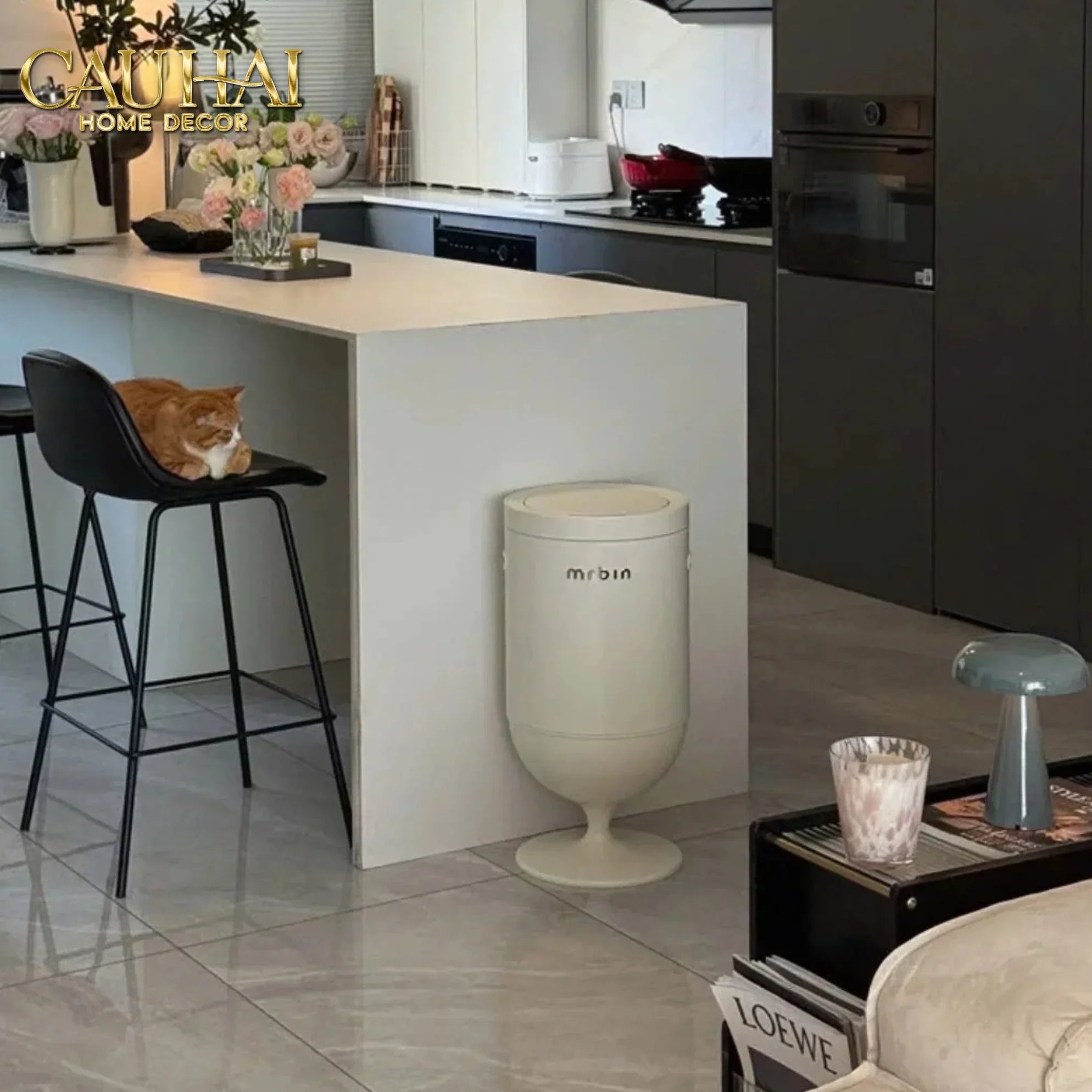 Maison Couture - Thùng Rác Cảm Biến Premium Blanc Coupe de Mr Bin 20L - Auto Lid D32 H61-Thùng Rác-CẬU HAI HOME DECOR