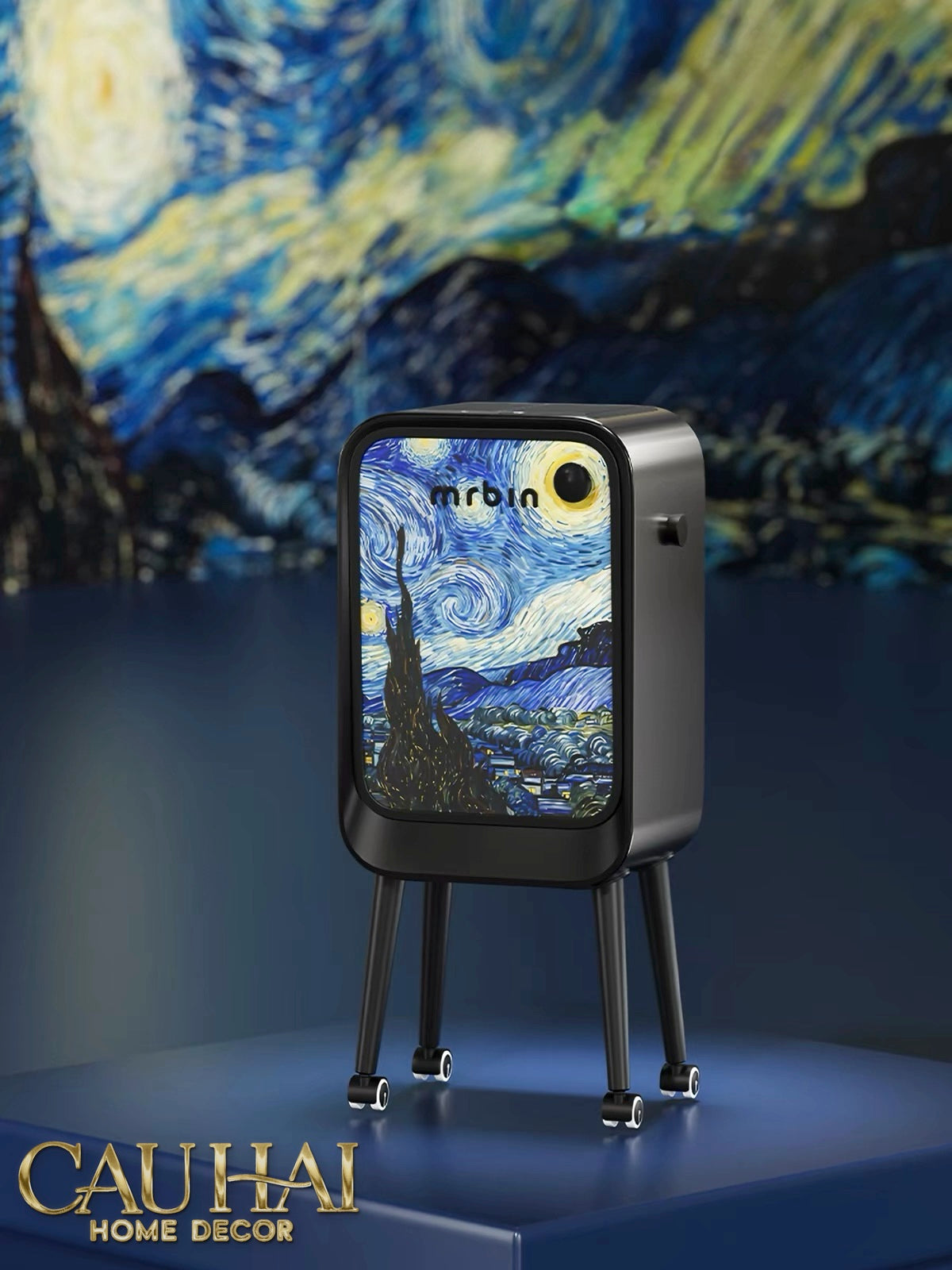 Maison Couture - Thùng Rác Mr Bin Automatic TV Van Gogh Version Limited 20L 31.4x65-Thùng Rác-CẬU HAI HOME DECOR-CẬU HAI HOME DECOR