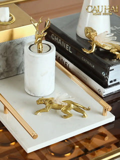Maison Couture - Tượng Báo Bằng Đồng Đá Thạch Anh Celestial Quartz Panther D13-TƯỢNG TRANG TRÍ-CẬU HAI HOME DECOR