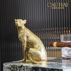 Maison Couture - Tượng Báo Bằng Đồng - Majetic Laiton Brasson Panther Ornaments 13x6.5x14-TƯỢNG TRANG TRÍ-CẬU HAI HOME DECOR