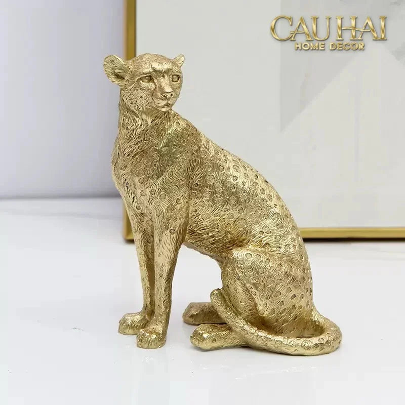 Maison Couture - Tượng Báo Bằng Đồng - Majetic Laiton Brasson Panther Ornaments 13x6.5x14-TƯỢNG TRANG TRÍ-CẬU HAI HOME DECOR