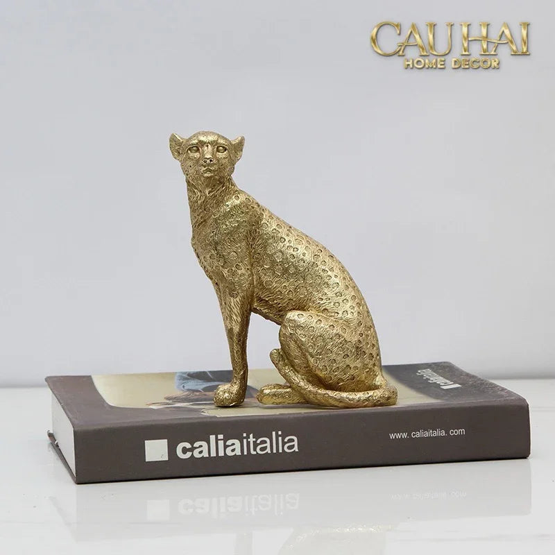 Maison Couture - Tượng Báo Bằng Đồng - Majetic Laiton Brasson Panther Ornaments 13x6.5x14-TƯỢNG TRANG TRÍ-CẬU HAI HOME DECOR
