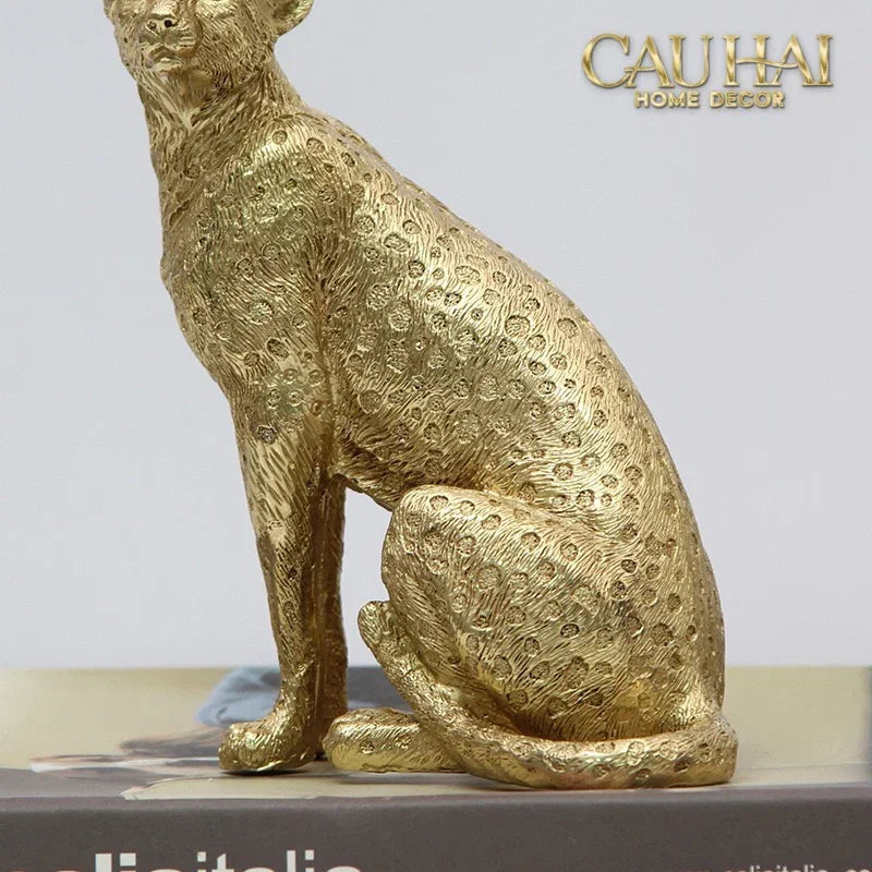 Maison Couture - Tượng Báo Bằng Đồng - Majetic Laiton Brasson Panther Ornaments 13x6.5x14-TƯỢNG TRANG TRÍ-CẬU HAI HOME DECOR